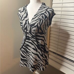 Zebra Print V-Neck Dress